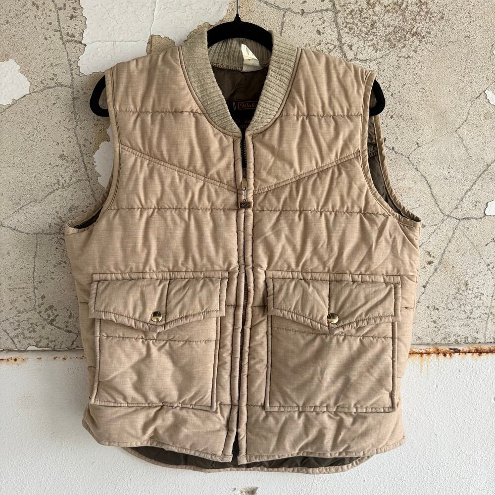 Vintage Puffer Vest Walls Blizzard Pruf‎ Insulated Quilted Canvas Workwear USA M